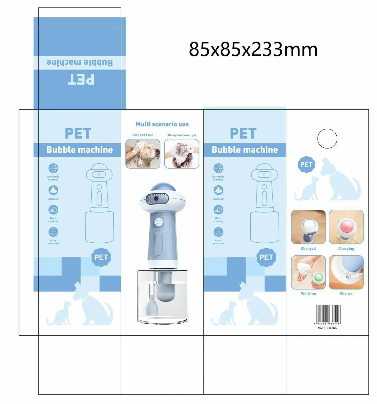 Pet Shampoo Foam Machine 2nd Gen Bubble Maker for Dog Cat Bathing with Lather Generator